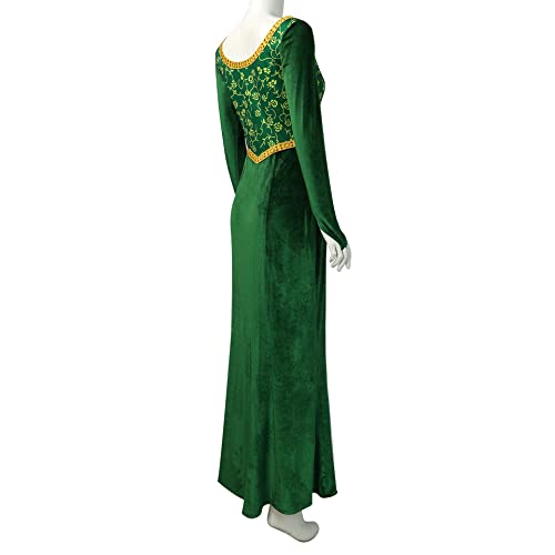 Cuzeolin Princess Costume Dress for Women Long Sleeves Green Velvet Gown Elegant Party Dress 3XL - Image 4
