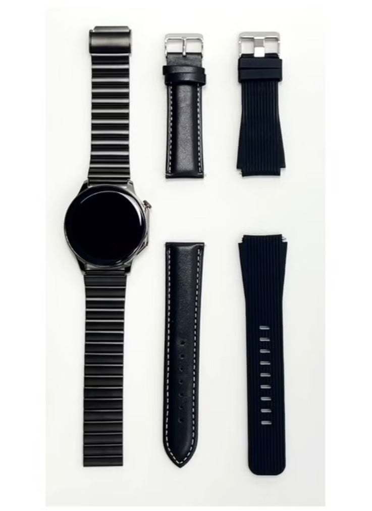 Haino Teko RW52 Round Shape AMOLED Display Smartwatch with 3 Pairs of Straps – Stylish Black Design, Fitness Tracking, Long Battery Life, Perfect for Men and Boys - Image 3