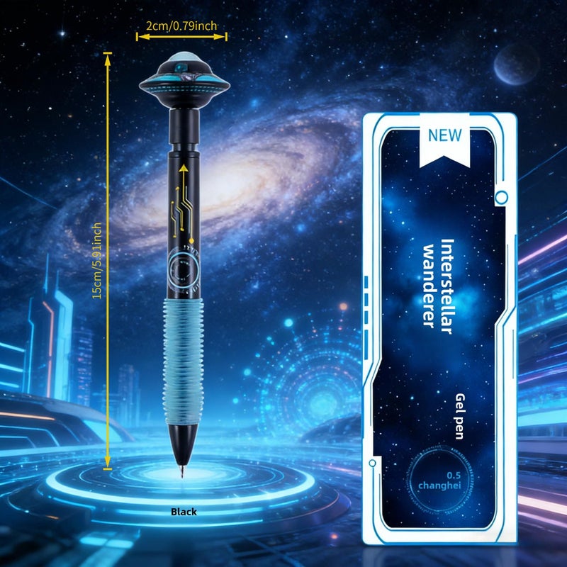 1Pc UFO Rotating Detachable Gyro Click Gel Pen Black Wanderer 0.5Mm Fast Drying Black Ink For Stress Relief Signatures Student Exams Office Supplies - Image 4