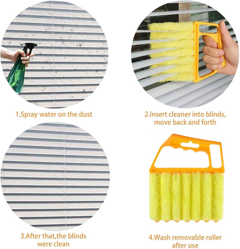 Hokoad 2 Pcs Blind Cleaner - Washable Window Blind Cleaner Duster Tool, Hand-Held Blind Duster for Wood Dlinds Mini Duster Brush Blind Dust Cleaner Venetian Shades Brush Window - Image 5