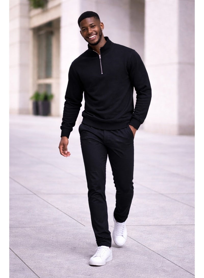 Caesar Men's half-neck cotton hoodie with zipper - Image 4