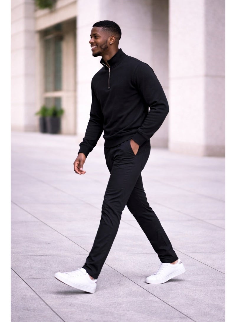 Caesar Men's half-neck cotton hoodie with zipper - Image 3