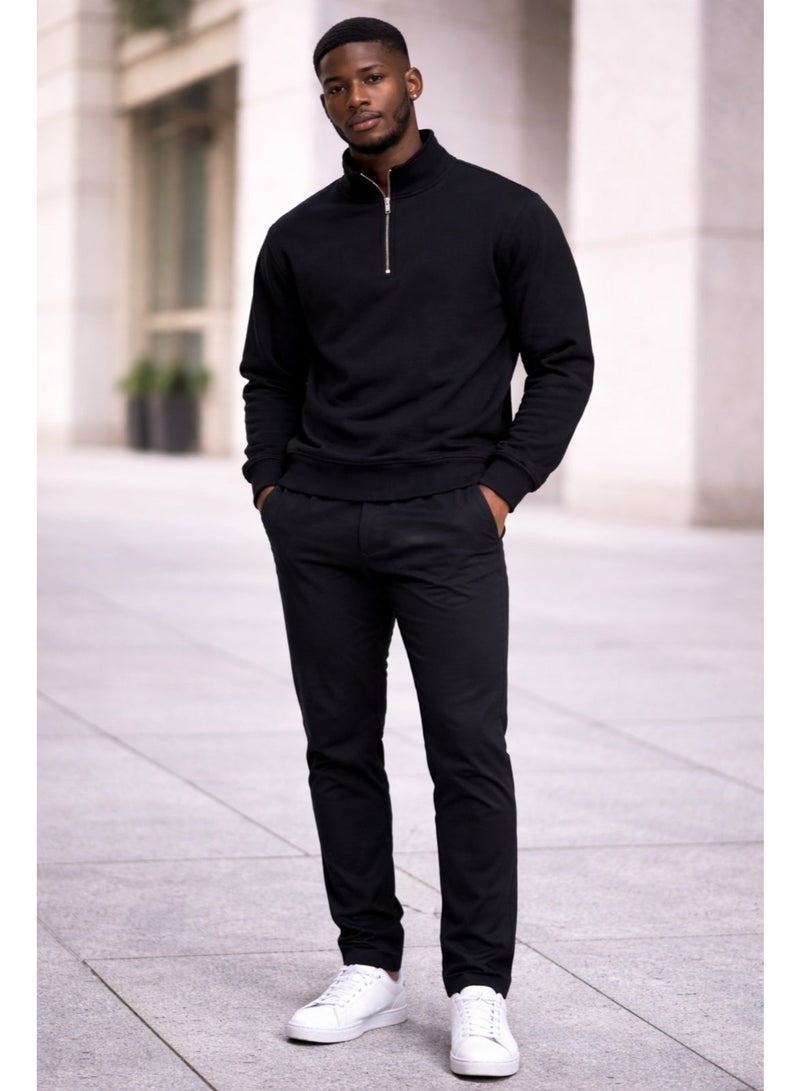 Caesar Men's half-neck cotton hoodie with zipper - Image 1