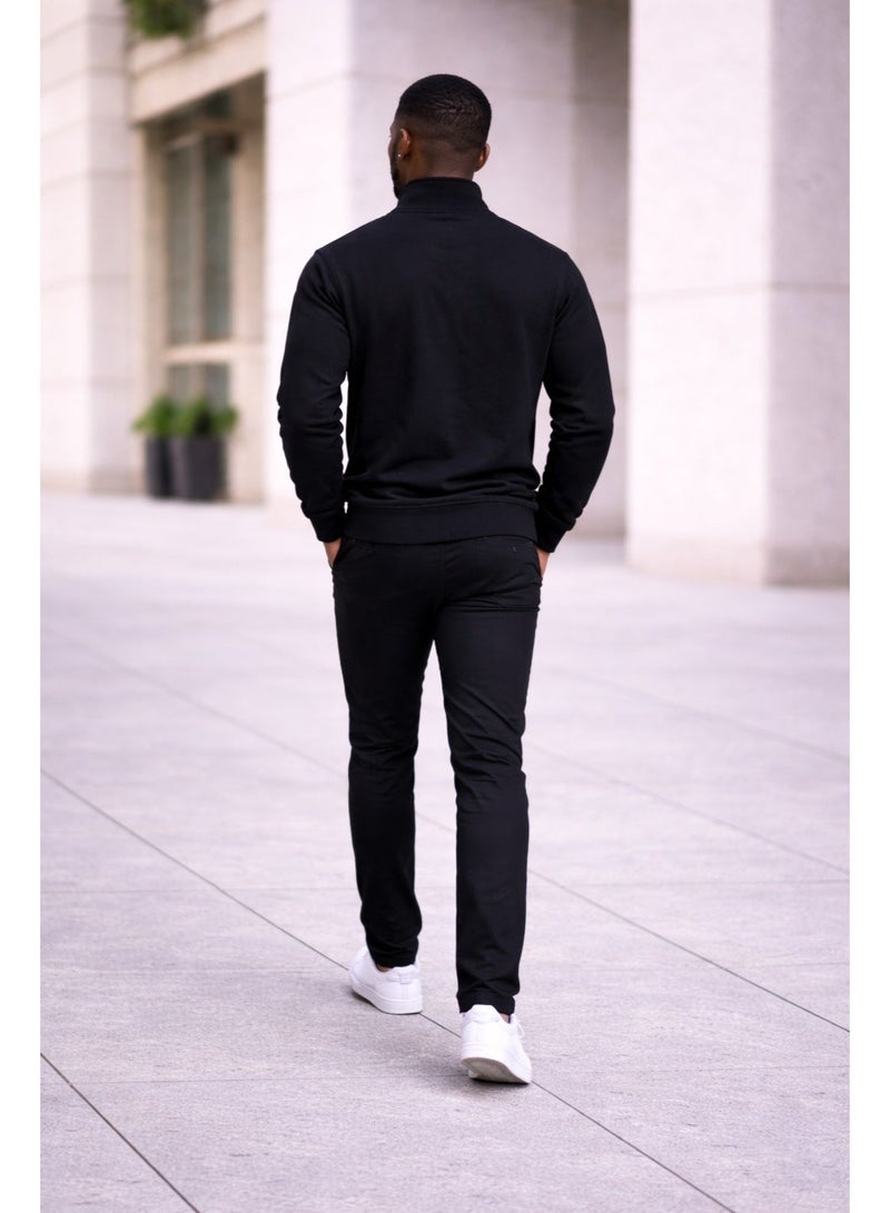 Caesar Men's half-neck cotton hoodie with zipper - Image 2