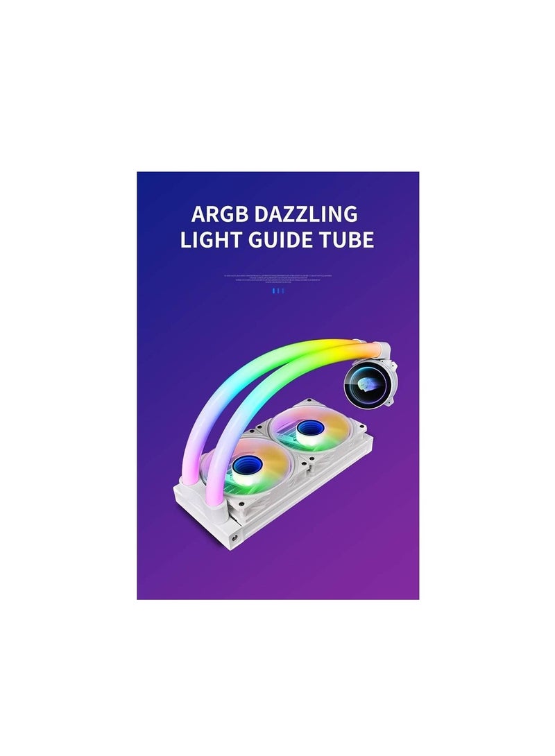 WJCOOLMAN Neon Mirror Cooler RGB CPU Cooler, 240mm Radiator, 2x Cooling Fan, 2000 RPM Max Speed, Pure Copper Base Fin, High Efficiency Water Pump, White | WJ-NEONMIRROR-W - Image 2