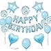 WEIKA 27 Pcs Light Blue Birthday Decorations 3D Letters Light Blue Happy Birthday Balloon Banner Pentagram Heart Foil Balloons Confetti Balloons Kit For Boys Girls Birthday Party Supplies - Image 2