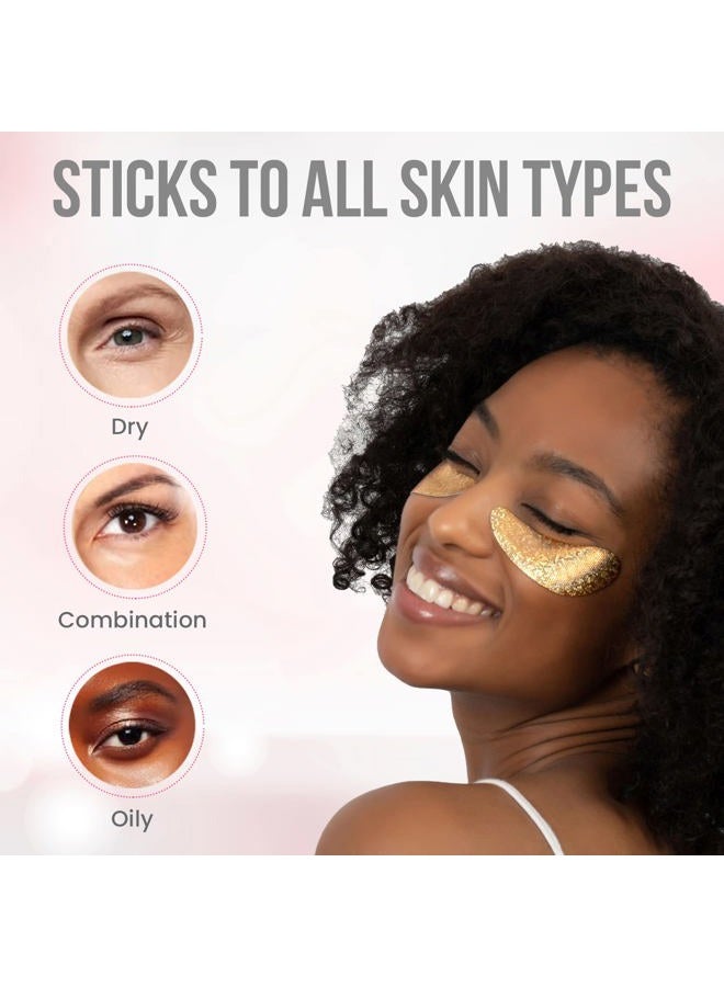 MISS SPA Under Eye Patches Brightening De-Puffing Eye Masks with Caffeine B3 Vitamins, Hydrating Eye Masks for Wrinkles Fine Lines Gold Under Eye Patches Skin Care, Dermatologist Tested (4 pairs) - Image 3