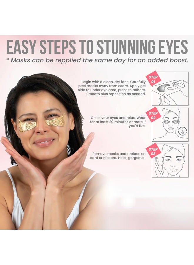 MISS SPA Under Eye Patches Brightening De-Puffing Eye Masks with Caffeine B3 Vitamins, Hydrating Eye Masks for Wrinkles Fine Lines Gold Under Eye Patches Skin Care, Dermatologist Tested (4 pairs) - Image 5