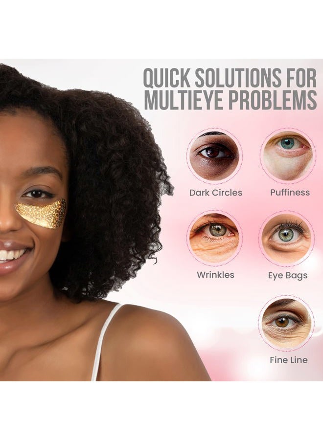 MISS SPA Under Eye Patches Brightening De-Puffing Eye Masks with Caffeine B3 Vitamins, Hydrating Eye Masks for Wrinkles Fine Lines Gold Under Eye Patches Skin Care, Dermatologist Tested (4 pairs) - Image 2