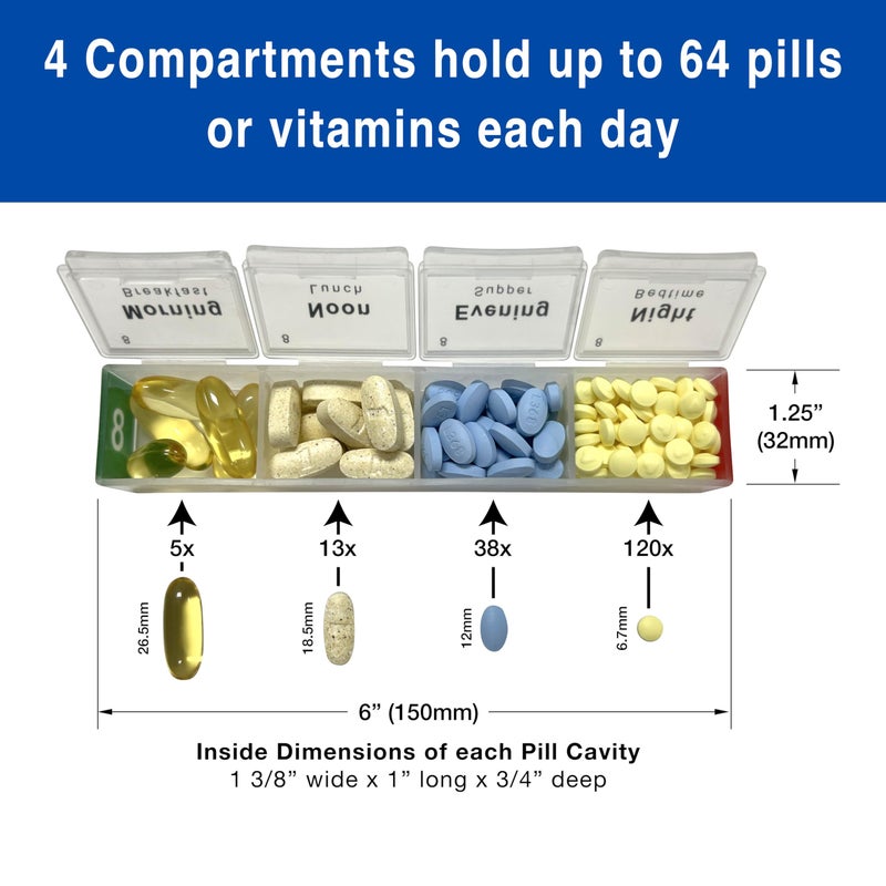 Medcenter Monthly Pill Box Organizer HSA/FSA, 4 Times a Day, Extra Large 31 Daily Pill Cases with Compartments for Vitamins, Supplements, Medication, 31 Day Pill Organizer - Image 3