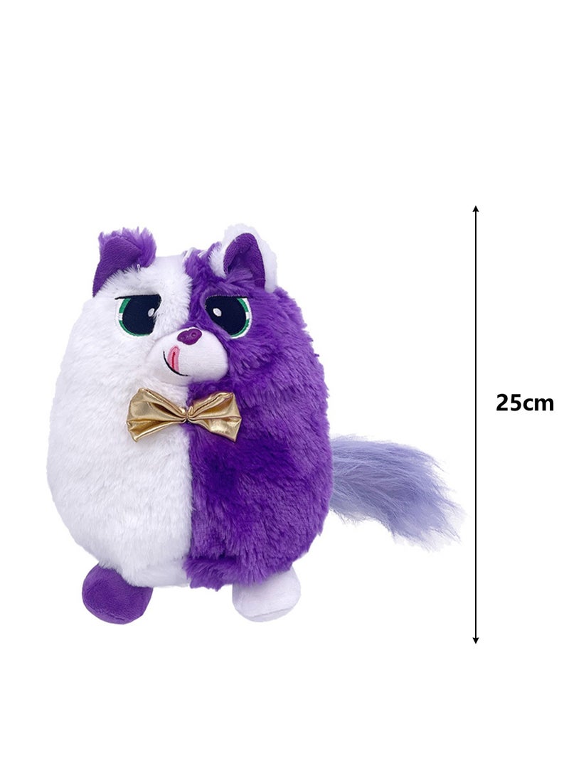 25cm Cat Plush Doll With Tail Upturned, Cat Animal Doll Pendant, Suitable For Creative Gifts For Boys And Girls (Half White And Half Purple Cat) - Image 2