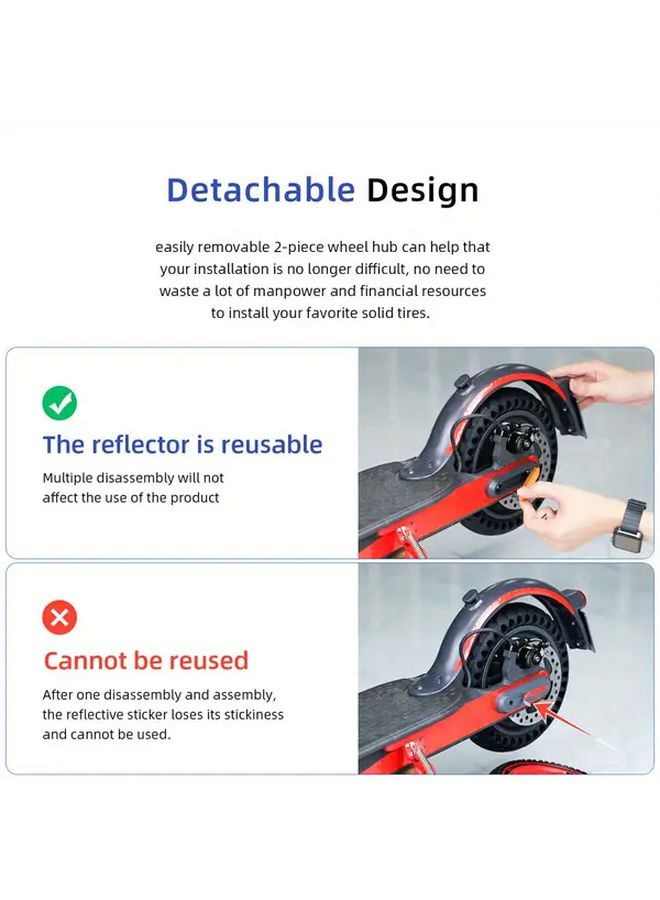 White Orange 4pcs Wheel Cover Hub Cap Protective Shells Reflective Stickers for Electric Scooter - Image 3