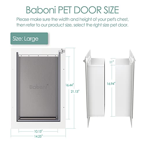 Baboni Pet Door for Wall, Steel Frame and Telescoping Tunnel, Aluminum Lock, Double Flap Dog Door and Cat Door, Strong and Durable (Pets Up to 100 Lb) -Large - Image 3