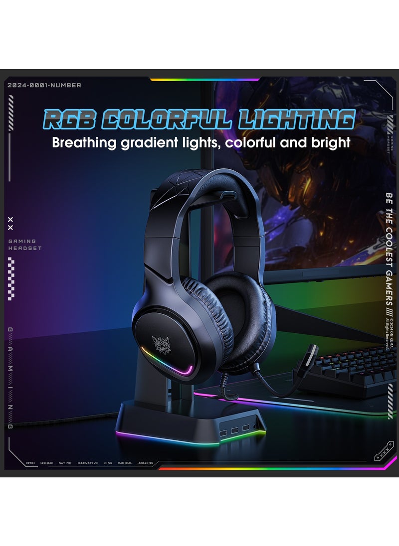 onikuma - X31 RGB Gaming Headset 7.1 Surround Sound Noise Canceling Mic ,PC , PS4-3 , Mobile And Xbox - Image 1