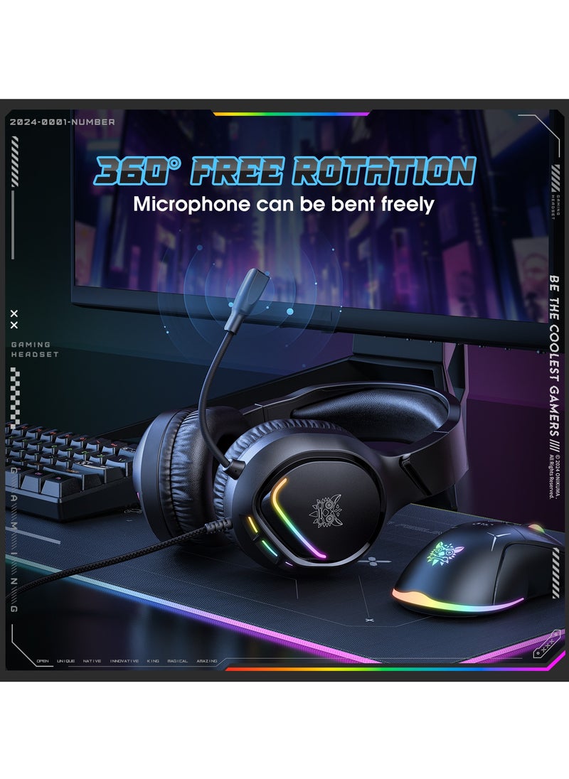 onikuma - X31 RGB Gaming Headset 7.1 Surround Sound Noise Canceling Mic ,PC , PS4-3 , Mobile And Xbox - Image 1