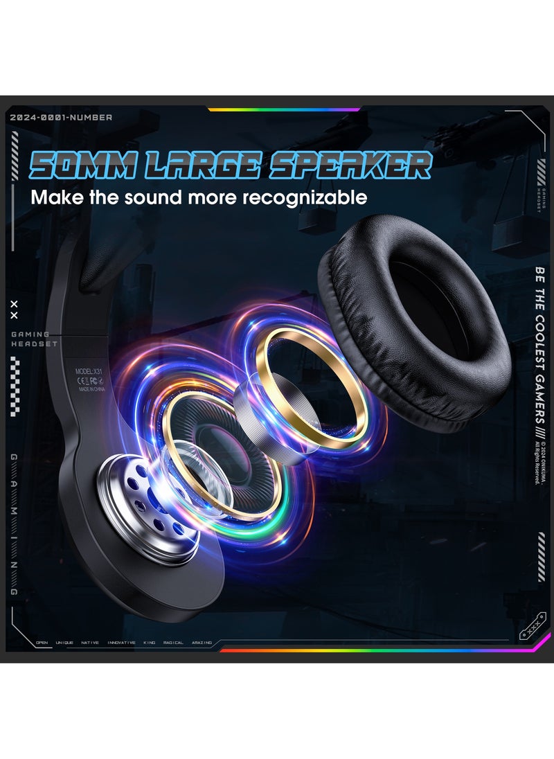 onikuma - X31 RGB Gaming Headset 7.1 Surround Sound Noise Canceling Mic ,PC , PS4-3 , Mobile And Xbox - Image 1