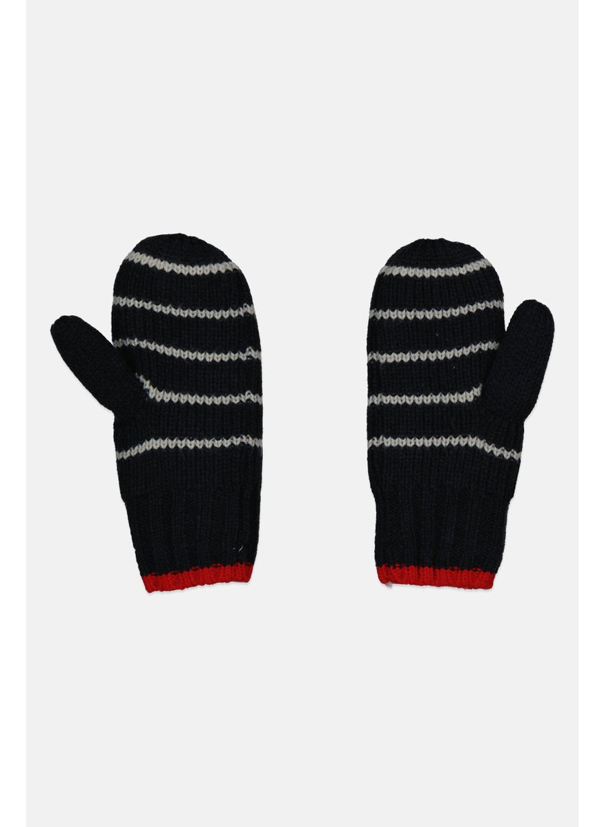 NAUTICA Kids Girl 1 Pair Stripe Gloves, Navy  - Image 2