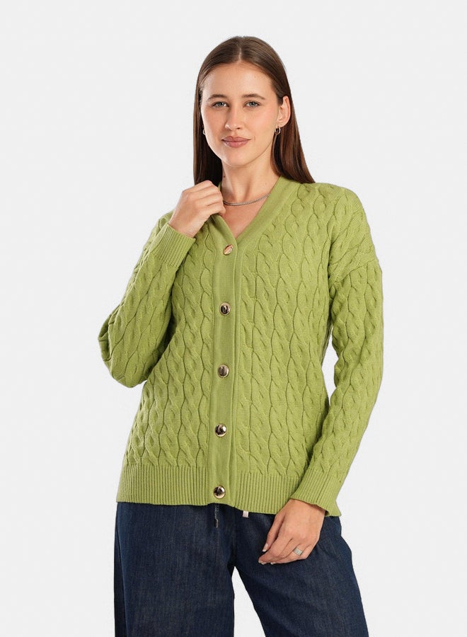 Clue Wool Cable Knitted Cardigan - Image 1
