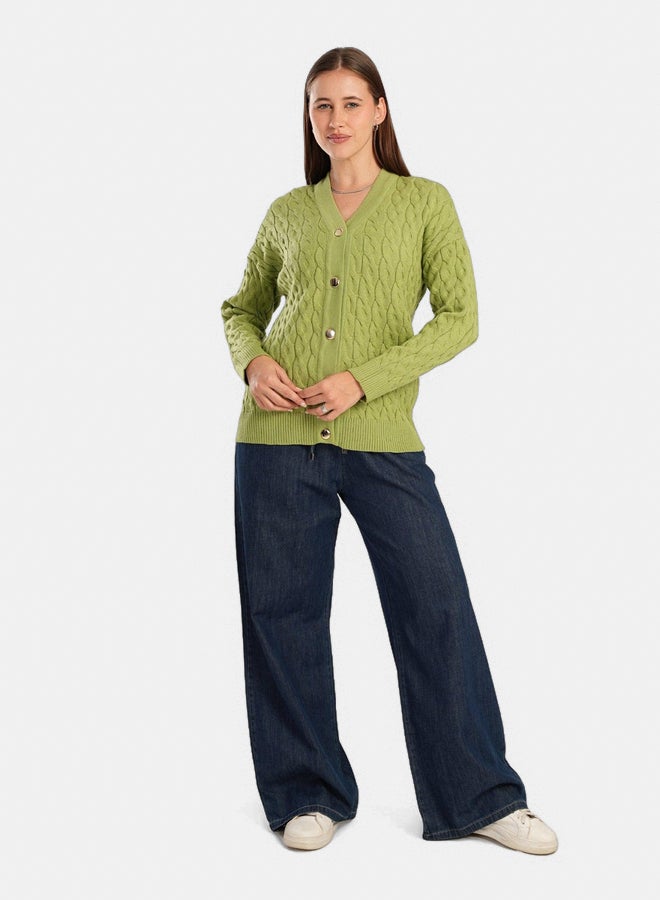 Clue Wool Cable Knitted Cardigan - Image 3