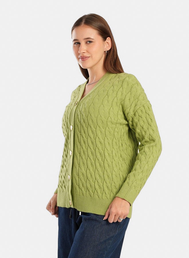 Clue Wool Cable Knitted Cardigan - Image 2