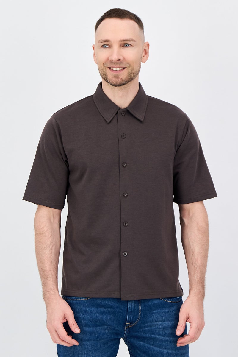 Aeropostale قميص رجالي عادي قصير الأكمام بلون بني - Image 1