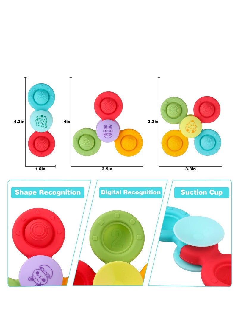 SYOSI Suction Cup Spinner Toys 3 Pack Baby Montessori Sensory Educational Learning Toy - Image 2