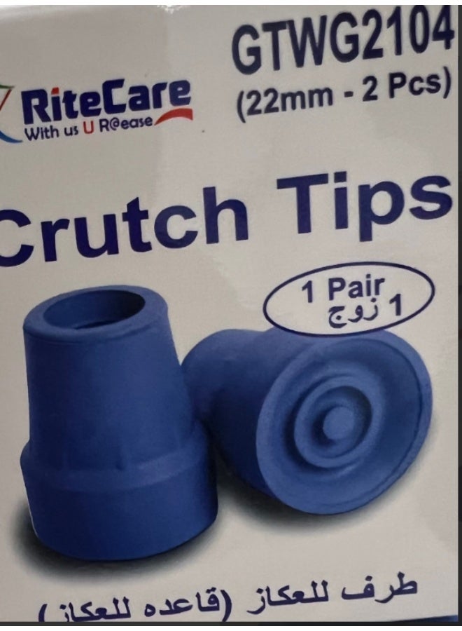 RiteCare Crutch Tips, 22mm, 1 Pair (2 Pcs), Blue