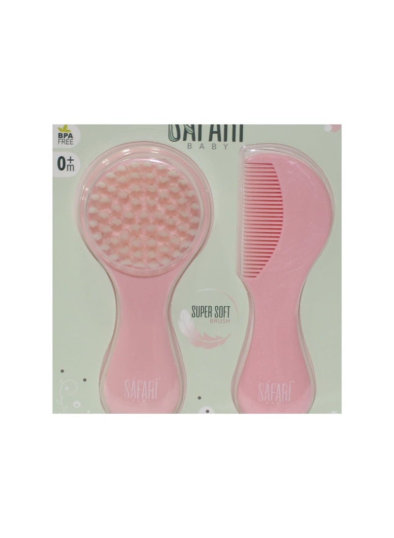 Safari Baby Soft Brush & Comb – Pink - Image 3