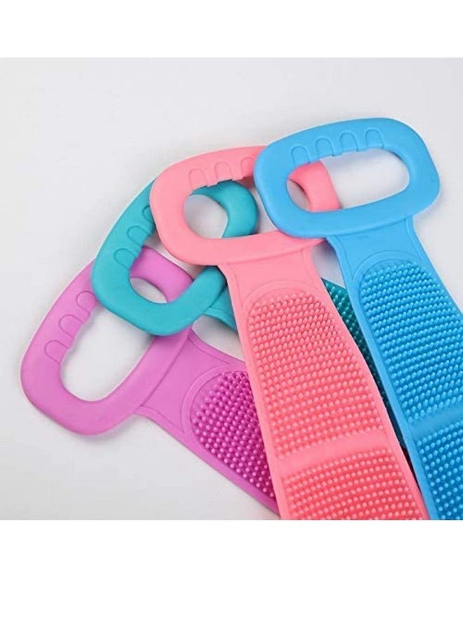 Generic Silicone Body Back Scrubber, Double Side Bathing Brush for Skin Deep Cleaning Massage, Dead Skin Removal Exfoliating Belt for Shower, for Men & Women (Multicolor)  - Image 1