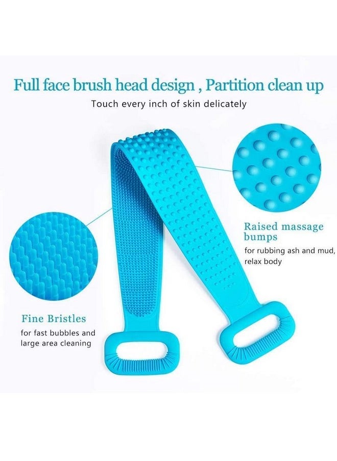 Generic Silicone Body Back Scrubber, Double Side Bathing Brush for Skin Deep Cleaning Massage, Dead Skin Removal Exfoliating Belt for Shower, for Men & Women (Multicolor)  - Image 3