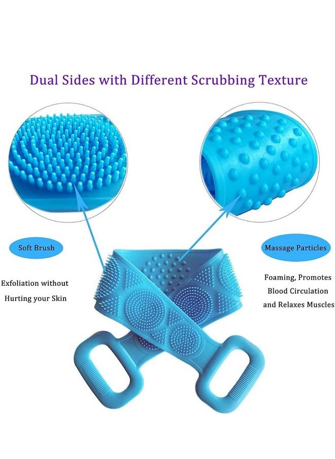 Generic Silicone Body Back Scrubber, Double Side Bathing Brush for Skin Deep Cleaning Massage, Dead Skin Removal Exfoliating Belt for Shower, for Men & Women (Multicolor)  - Image 2