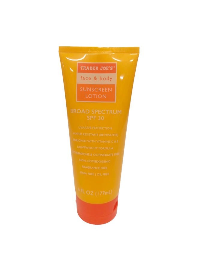 Trader Joe's لوسيون واقي الشمس للوجه والجسم طيف واسع SPF 30 - Image 1