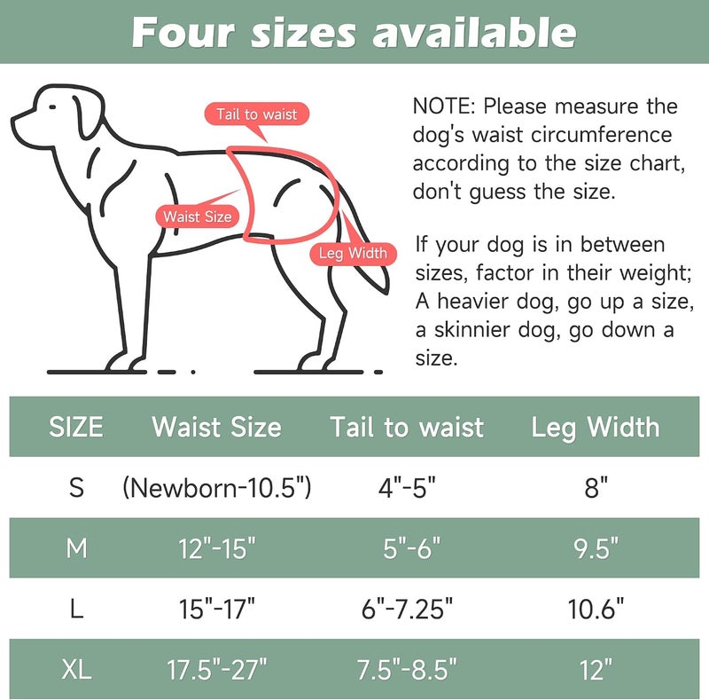 Langsprit Washable Female Dog Diapers (4 Pack+1 Suspenders), Reusable Female Girl Doggy Doggie Puppy Wraps Panties Belly Band for Pet Heat Period Pooping Peeing Potty Training Incontinence Marking Leaf Small - Image 3