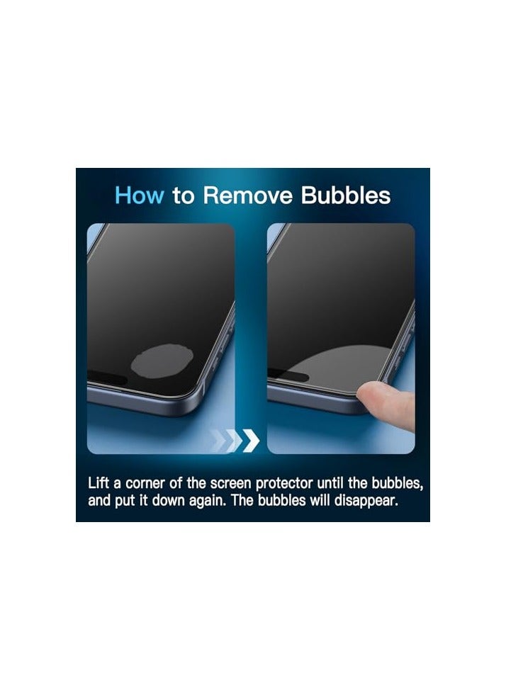 JETech Full Coverage Screen Protector for iPhone 15 Pro 6.1-Inch, Black Edge Tempered Glass Film with Easy Installation Tool, Case-Friendly, HD Clear, 3-Pack - Image 4