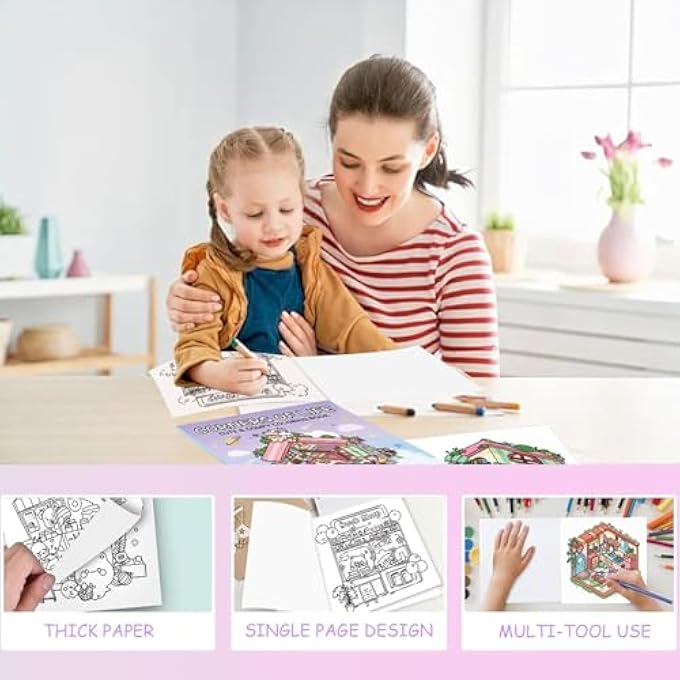 STRESS REDUCTION COLOURING BOOK, SIMPLE PICTURE COLOURINGS BOOKS, PORTABLE COLOURING BOOK, SUITABLE FOR KIDS, ADULTS, BIRTHDAY CHILDREN'S DAY GIFTS - Image 5