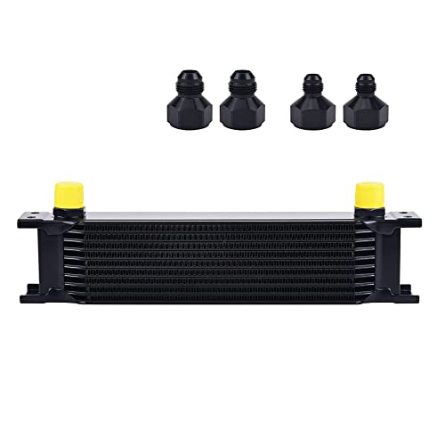 EVIL ENERGY 10 Row Oil Cooler, 10AN Stacked Plate Transmission Engine Cooler Universal British Radiator Aluminium Black - Image 1