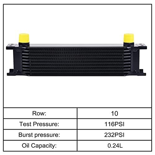 EVIL ENERGY 10 Row Oil Cooler, 10AN Stacked Plate Transmission Engine Cooler Universal British Radiator Aluminium Black - Image 3