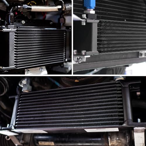 EVIL ENERGY 10 Row Oil Cooler, 10AN Stacked Plate Transmission Engine Cooler Universal British Radiator Aluminium Black - Image 5
