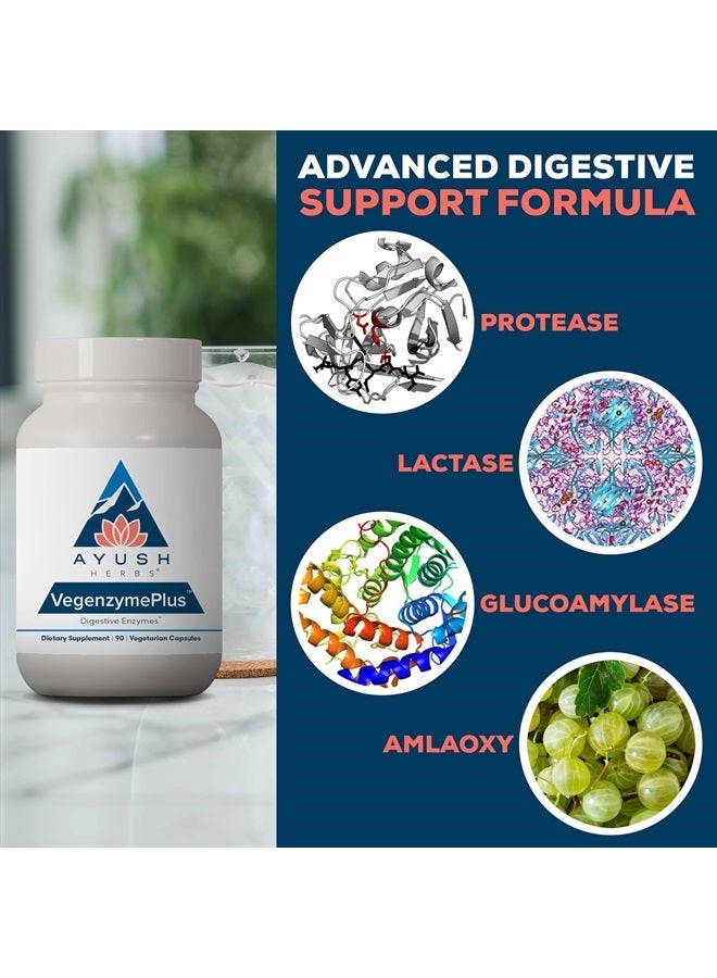 Ayush Herbs VegenzymePlus - Digestive Enzymes for Women & Men, Enzymes for Digestion with Bromelain, Lipase, Lactase, Protease, 100% Vegetarian Gut Health Supplement - 60 Capsules (1 Count) - Image 4