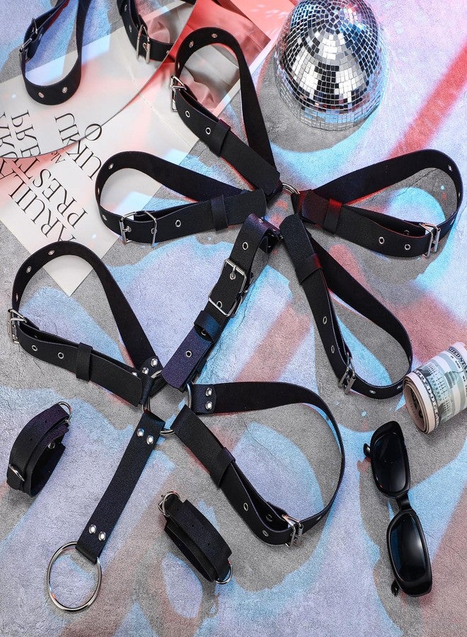 Tisancy حزام صدر رجالي من تيسانسي، مزود بإبزيم قابل للتعديل، مصنوع من جلد البولي يوريثان، مناسب للرجال، مثالي لأزياء التنكر، وحفلات البانك، والنوادي الليلية (نمط الجسم) - Image 5