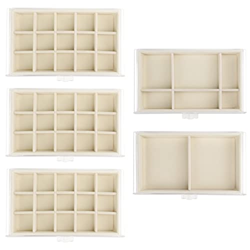 Watpot Acrylic Jewelry Box with 5 Drawers, Clear Earring Storage Organizer Display Case for Women Girls, Beige - Image 4
