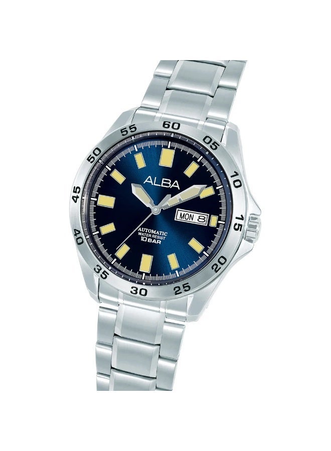 Alba Mechanical Automatic Men’s Watch AL4749X1, 43 mm Blue Dial, Stainless Steel Case & Bracelet, 100 m WR - Image 4