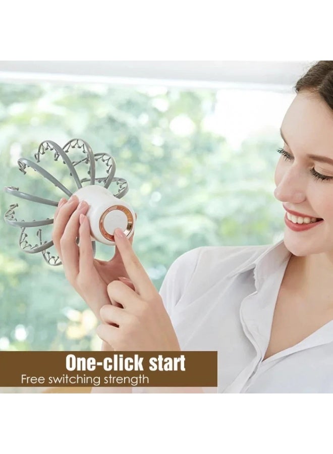 دي بلو مدلك رأس كهربائي قابل لإعادة الشحن مع 12 مخلب تدليك | مدلك فروة الرأس لتخفيف التوتر والاسترخاء والنوم | أداة حك رأس محمولة على شكل أخطبوط تهتز بثلاثة أوضاع - Image 3