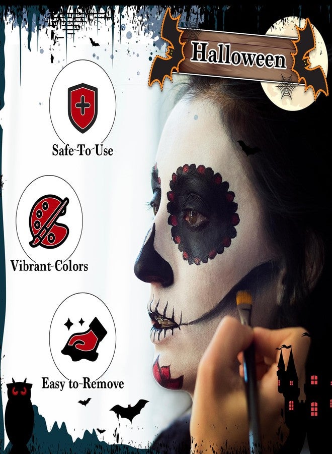SOMGKINE Black White Red Face Paint, 3 Colors Body and Face Painting, Face Body Paint Special Effects Makeup Kit Dress Up Non Toxic Face Painting Kits for Halloween Special Effects SFX Clown Skeleton Cosplay - Image 4