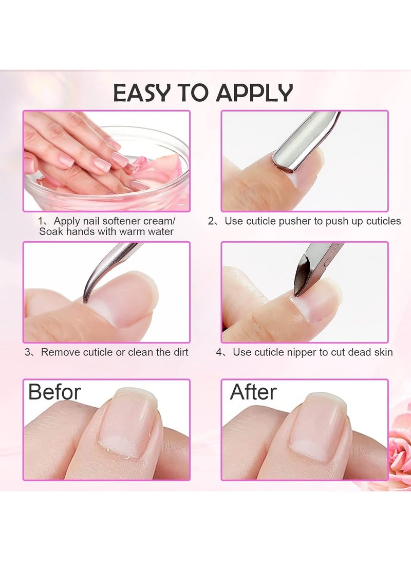 Goolsky مقص الجلد مع دافع الجلد، 3 قطع مقص أظافر وردي أدوات بيديكور ومانيكور احترافية مع دافع مزدوج من الفولاذ المقاوم للصدأ، مكشطة أظافر - Image 3