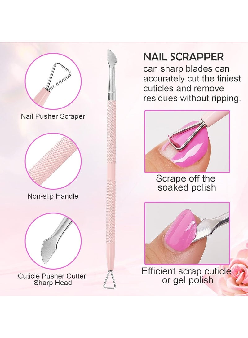 Goolsky مقص الجلد مع دافع الجلد، 3 قطع مقص أظافر وردي أدوات بيديكور ومانيكور احترافية مع دافع مزدوج من الفولاذ المقاوم للصدأ، مكشطة أظافر - Image 5