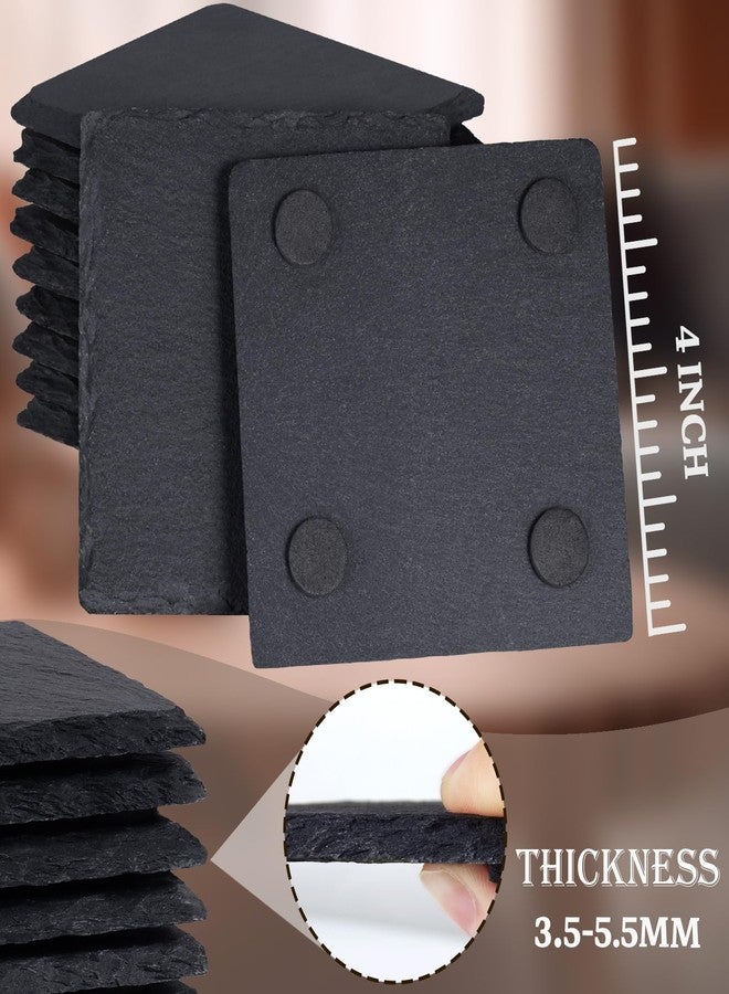 GOH DODD 24 Pieces Slate Drink Coasters, 4 Inch Black Stone Coasters Bulk Cup Coaster Set with Anti-Scratch Bottom for Bar Kitchen Home Apartment, Square - Image 3