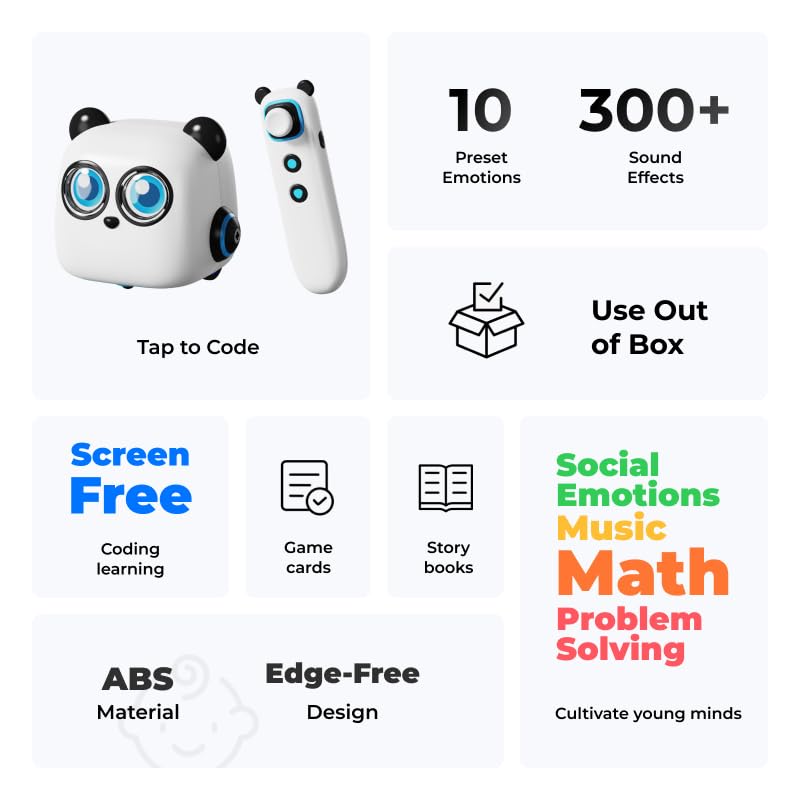 Makeblock Makeblock mTiny Robot Toys for Kids 3-5 Years Old, Remote Control Interactive Emo Robot, Screen-Free Coding Robot for Kids with Programming Card, Gift for Boys and Girls Age 3+  - Image 2