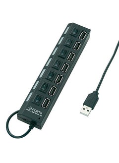 نيبمينينت محول عالي السرعة 7 مخارج USB مع مفتاح تشغيل / إطفاء أسود 