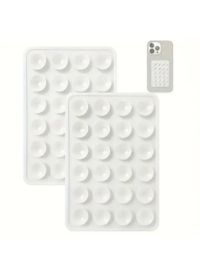 حامل هاتف من السيليكون الأبيض المقاوم للماء مع كوب شفط، قاعدتان لاصقتان، حامل أصابع للتصوير الذاتي والفيديو لهواتف iPhone وAndroid - Image 1